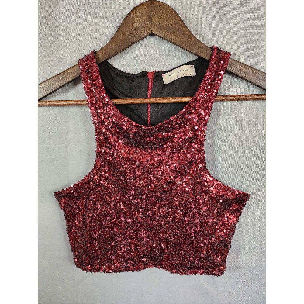 Bear Dance Burgundy Sequin Crop Top